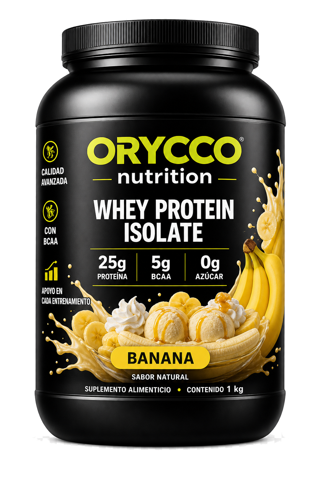 Orycco Whey Protein Banana 1kg — suplemento deportivo Chile