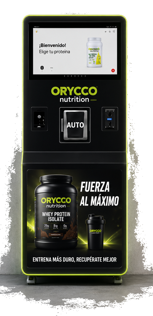 Máquina vending inteligente Orycco — modelo Protein Machine, vista frontal