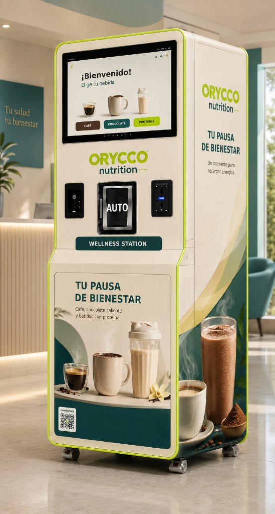 Máquina vending Wellness Station Orycco para clínicas y centros de bienestar Chile